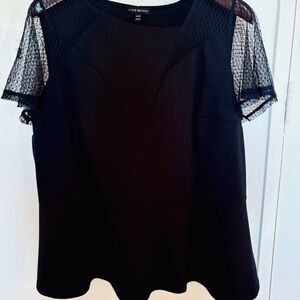 Lane Bryant Black Lace Panel Peplum Tunic